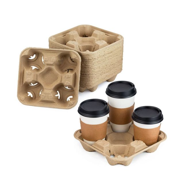 Custom Dry Pressed Pulp Cup Holder 4 Holes Wholesale
